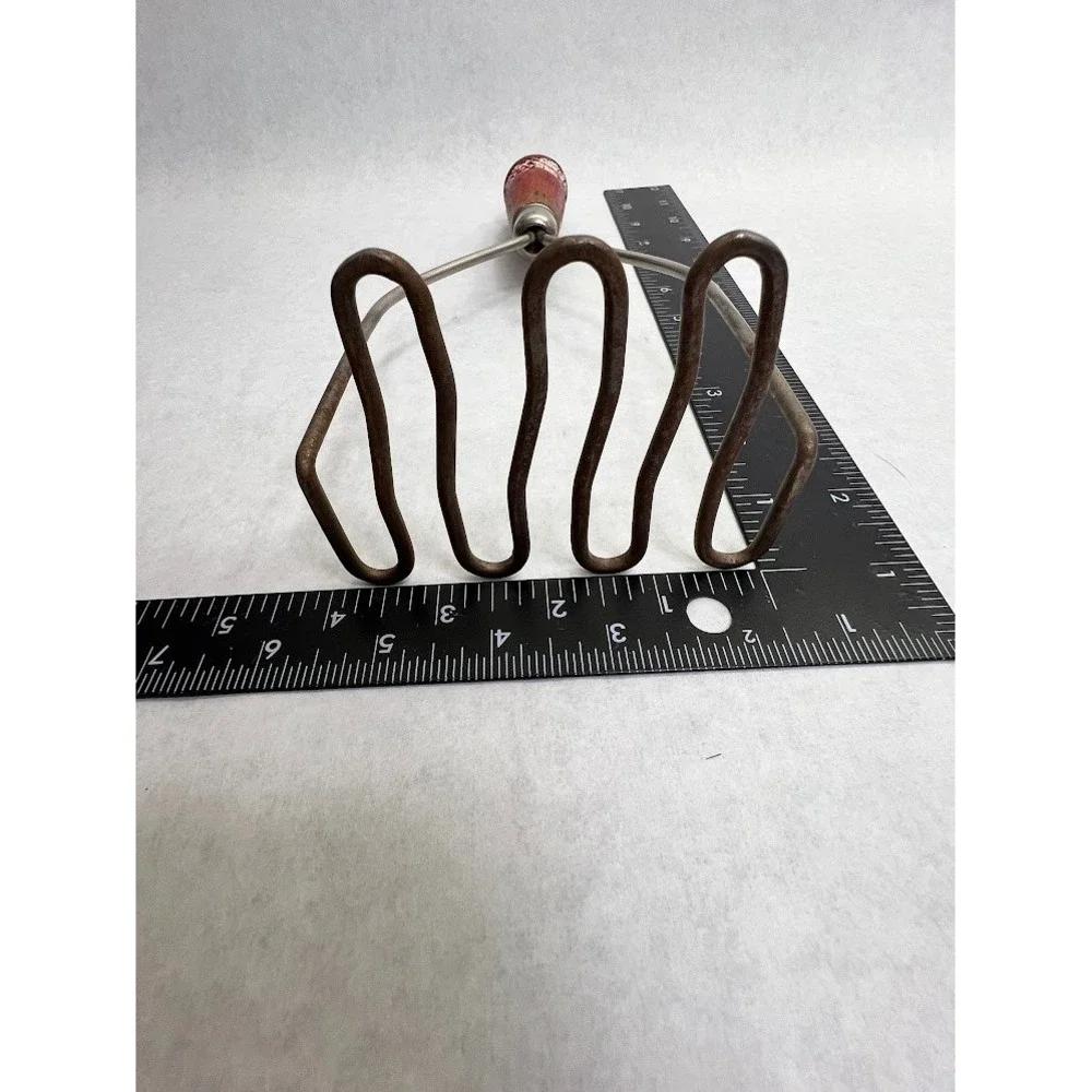 Vintage Potato Masher Wavy Wire Red Wood Handle Rustic Primitive Kitchen Tool